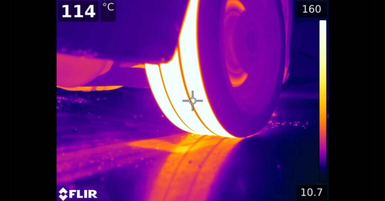 camara termica quemando rueda