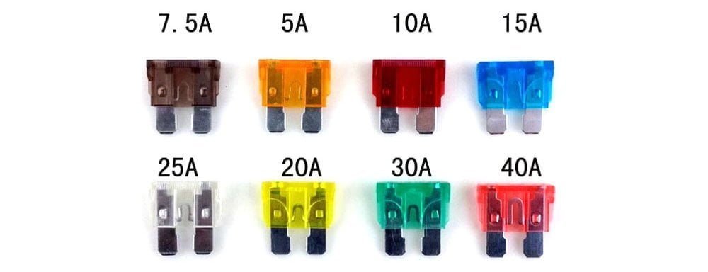 colores y tipos de fusible según su amperaje