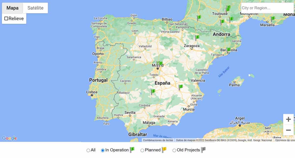 mapa estaciones hidrogeno espana